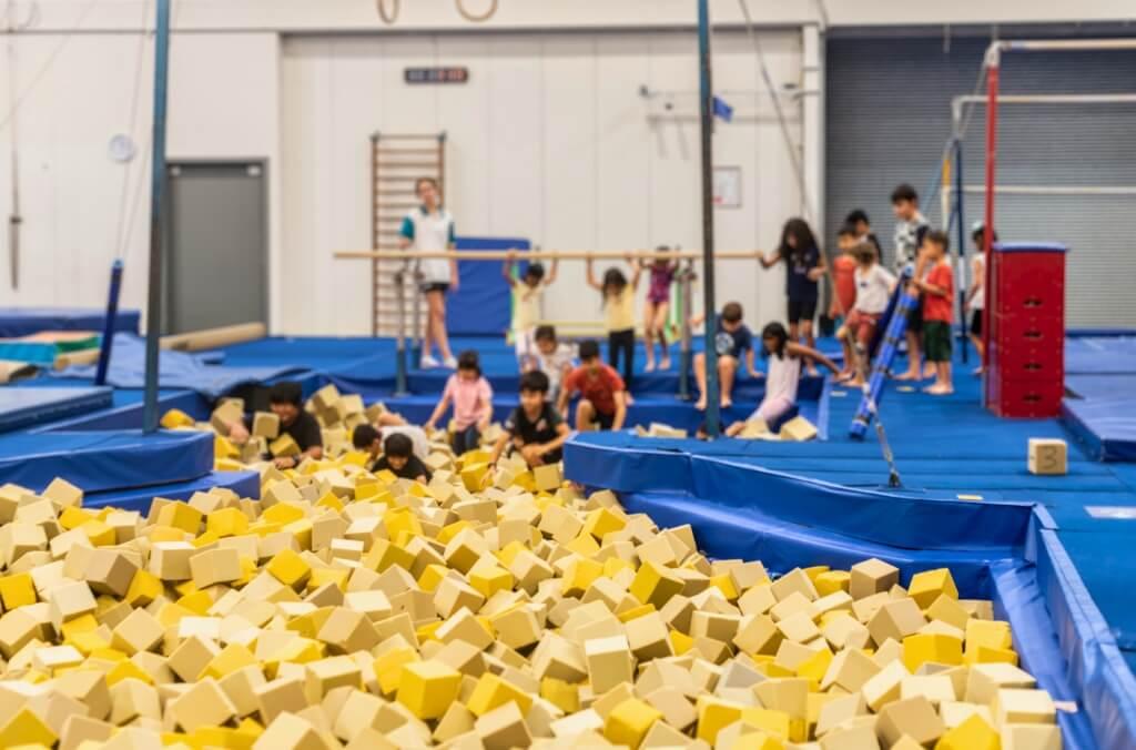 Kids at gymnastics centre